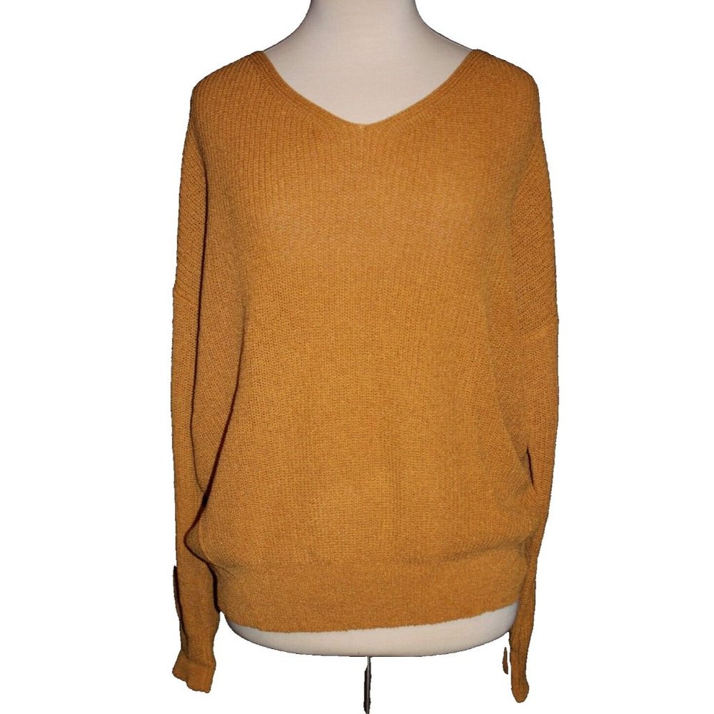 Found Brand Pullover Sweater Sweatshirt Size Large L Mustard V Neck Knit NEW